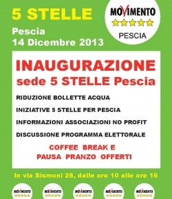 Pescia Sabato 14 dicembre : inaugurazione della sede del Movimento 5 Stelle