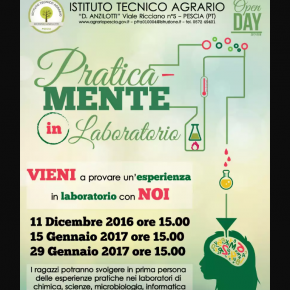 L’11 dicembre triplo appuntamento all’Istituto Agrario Anzilotti di Pescia: in occasione del primo Open day riservato agli studenti