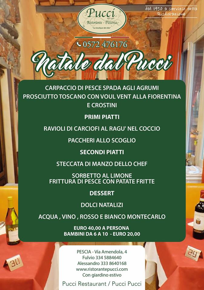 Menu Di Natale Toscano.Ristorante Pucci I Menu Di Natale E Di Capodanno I Love Pescia