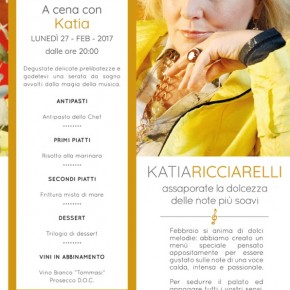 Lunedi 27 febbraio alle 20 al Ristorante Ciccarelli dell’ hotel Esplanade di Viareggio  serata speciale con  KATIA RICCIARELLI