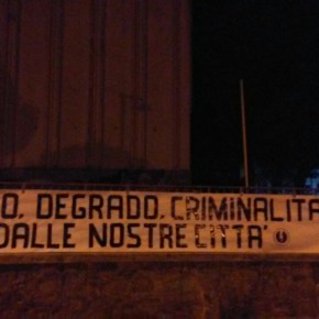 PESCIA: STRISCIONE DEL BLOCCO STUDENTESCO CONTRO LO SPACCIO