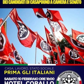 ELEZIONI POLITICHE, CASAPOUND PRESENTA I CANDIDATI PISTOIESI SABATO 10 FEBBRAIO A MONTECATINI