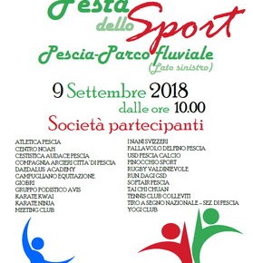 Pescia 9 settembre Festa dello Sport Tutti gli sport sul lungofiume Pescia