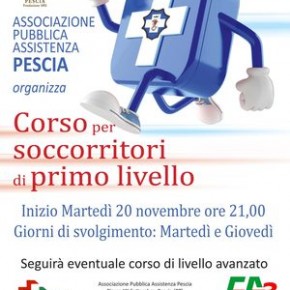 Corso per soccorritori di primo livello organizzato dalla Pubblica Assistenza di Pescia