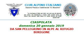 Escursione CAI 20 gennaio 2019 Ciaspolata da San Pellegrino in Alpe al rifugio Burigone