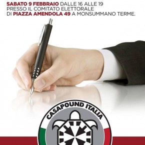 ELEZIONI MONSUMMANO: CASAPOUND RACCOGLIE FIRME PER PRESENTARE LA PROPRIA LISTA