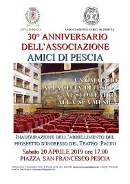 Pescia sabato 20 aprile. Inaugurazione dei lavori di riqualificazione dell'entrata del Teatro Pacini e delle due edicole, realizzate dall'associazione Amici di Pescia