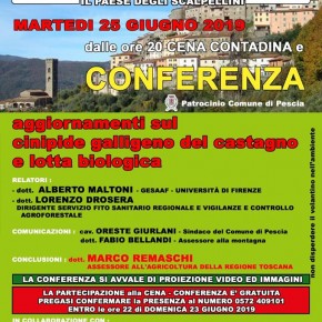 Vellano Circolo Arci martedì 25 Giugno. Cena contadina e conferenza: “Aggiornamento sul Cinipide Galligeno del castagno e lotta biologica”.