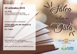 Pescia sabato 28 settembre. Presentazione del libro ''Il filo della vita che intreccia le generazioni''di Giorgio Tintori,