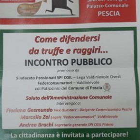 Pescia giovedì 21 novembre  l'incontro pubblico: "Come difendersi da truffe e raggiri",