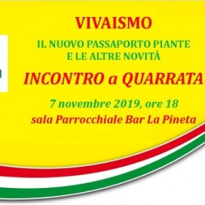 FLOROVIVAISMO. IL NUOVO PASSAPORTO PIANTE E LE ALTRE NOVITÀ. INCONTRO a QUARRATA IL 7 NOVEMBRE 2019, ore 18 nella Sala Parrocchiale -Bar La Pineta