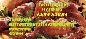 Castelvecchio sabato 25 gennaio. ''Cena Sarda''. Cena parrocchiale a scopo benefico.