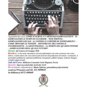 Pescia Biblioteca "Magnani".Corso di scrittura giornalistica