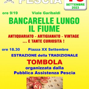 PESCIA LUNGO FIUME VIALE GARIBALDI DOMENICA 10 SETTEMBRE 2023 ore 9/18 BANCARELLE LUNGO IL FIUME antiquariato, artigianato, collezionismo e vintage