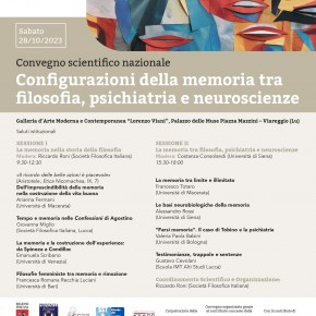 Sabato 28 ottobre  alla GAMC di Viareggio   "Configurazioni della memoria tra filosofia, psichiatria e neuroscienze”