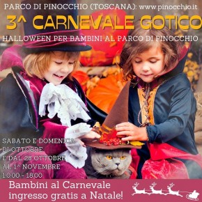 Halloween per bambini al Parco di Pinocchio  Carnevale Gotico di Pinocchio dal 28 ottobre al primo Novembre