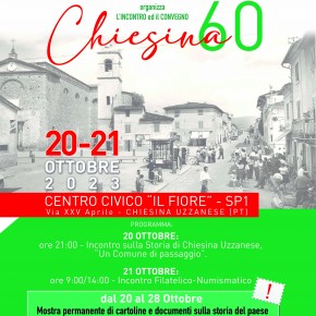 Chiesina Uzzanese - 20 e 21 ottobre convegno e mercato filatelico per celebrare i sessant'anni di autonomia del Comune.