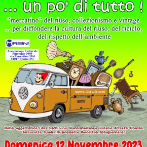 LAMMARI località MASINI nel parcheggio del centro commerciale DOMENICA 12 NOVEMBRE 2023 ore 9/17 ...UN PO' DI TUTTO! MERCATINO DEL RIUSO, COLLEZIONISMO e VINTAGE ...per diffondere la cultura del riuso, del riciclo, del rispetto dell'ambiente.