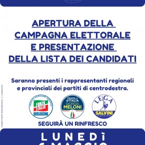 Chiesina Uzzanese, lunedì 6 maggio ore 21. Apertura della campagna elettorale di Fabio Berti e presentazione dei candidati.