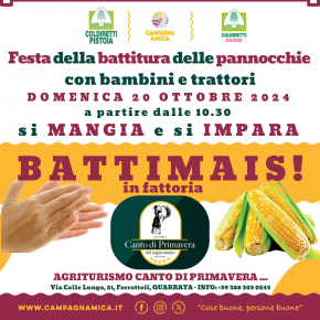 Festa della battitura delle pannocchie: domenica 20 ottobre torna il BattiMais! In Fattoria. Si mangia (la regina di mais: la polenta) e poi laboratori per grandi e bambini e tanti trattori