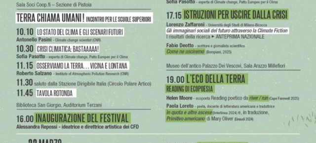 Climate Fiction Days: a Pistoia arriva la seconda edizione L’evento dedicato alla letteratura e ad altre narrazioni sul cambiamento climatico è previsto dal 18 al 23 marzo. Attesi grandi autori