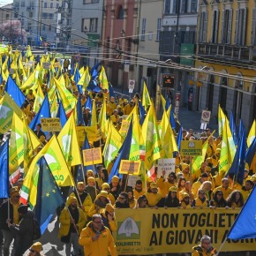 Alimentazione. LA MAREA GIALLA ‘INVADE’ PARMA E OTTIENE PIU’ TRASPARENZA E CONTROLLI SUI ‘CIBI DA LABORATORIO’ Ricca partecipazione di imprenditori pistoiesi e toscani