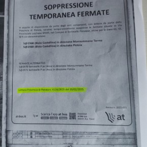 CAPECCHI (FDI) “ Vanno velocemente ripristinate le due fermate sospese a Serravalle Pistoiese, nei pressi della strada per la Castellina, del Trasporto Pubblico Locale