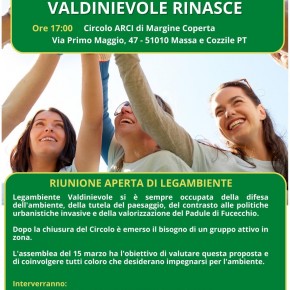 Circolo Arci di Margine Coperta sabato 15 marzo ore 17. Riunione costitutiva Legambiente Valdinievole